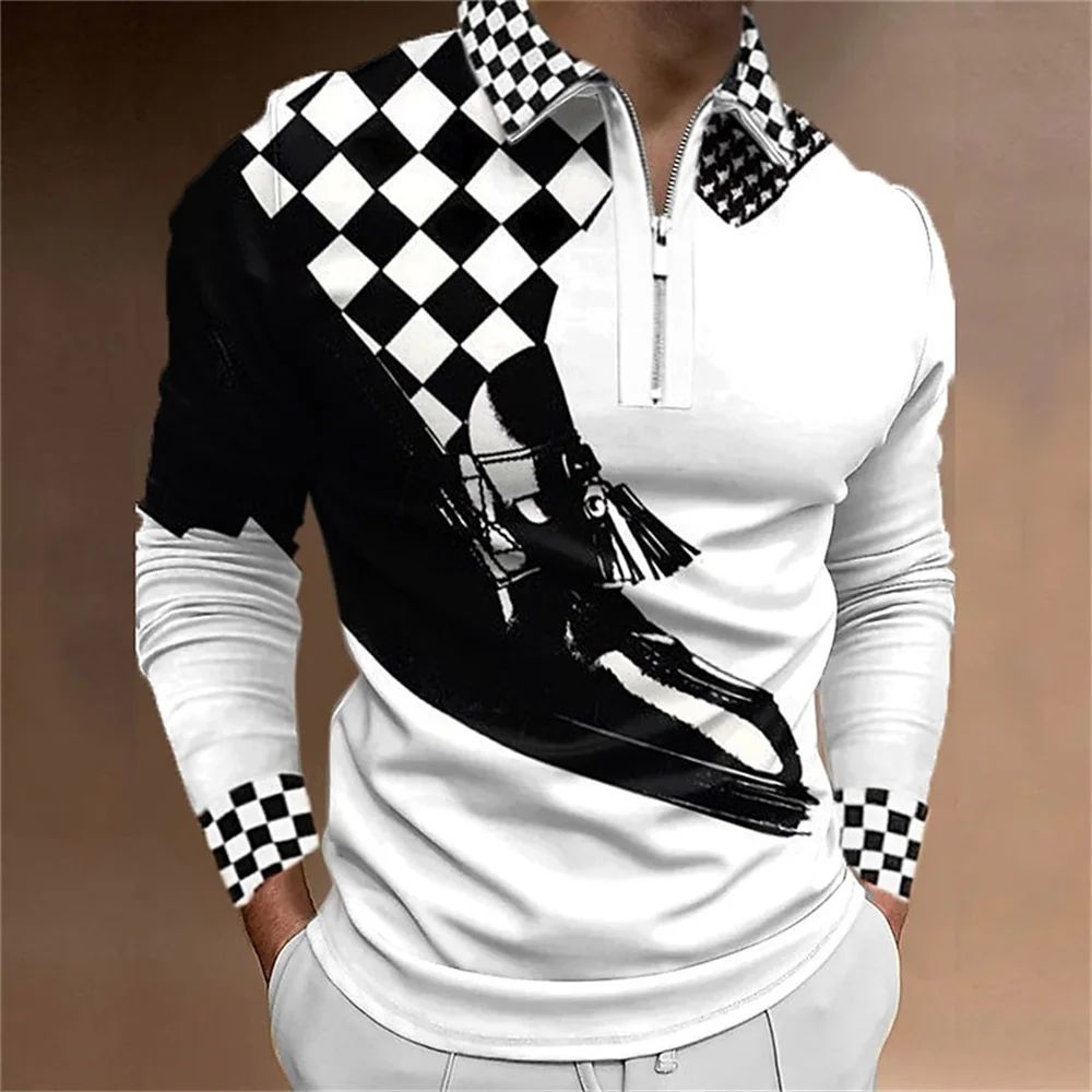 Men's Shirt Golf Shirt Plaid Prints 3D Print Street Long Sl