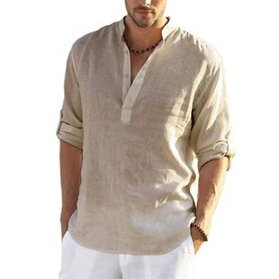 Long Casual Shirt Loose Blouse Cotton Linen New Tops Men