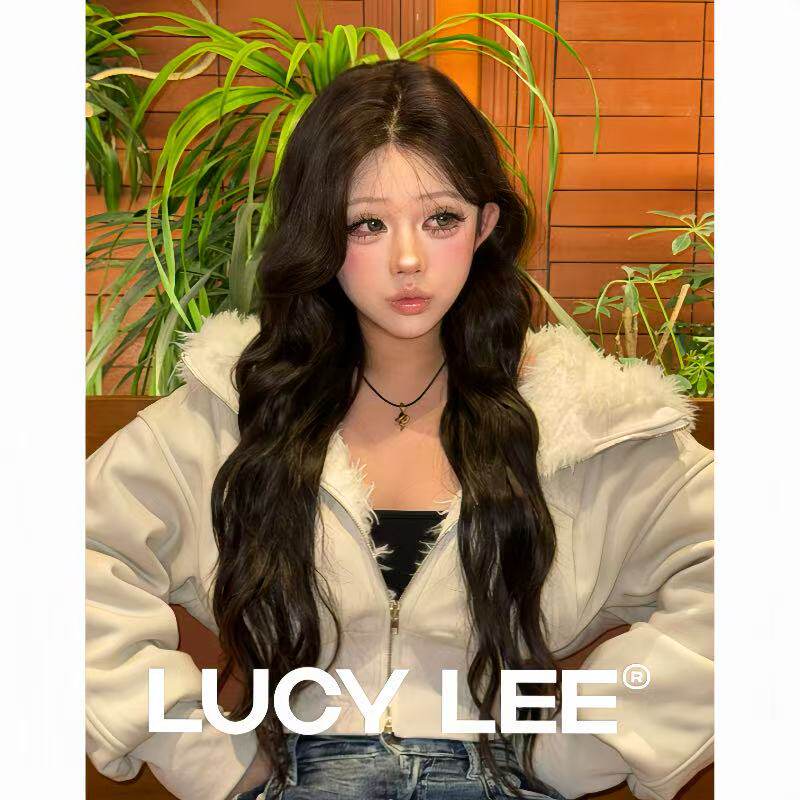LUCYLEE【黑茶夏奇拉-免修剪假发】精修黑茶色层次水波卷假发头套