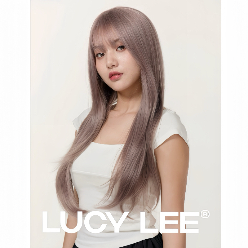 LUCYLEE【免修剪免发网-薄藤紫灰】精修微醺紫刘海假发小圆圆不圆