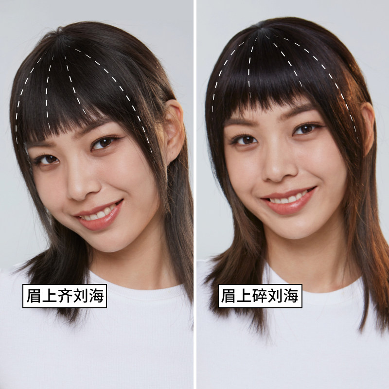 lucy lee眉上齐刘海假发片碎刘海女头顶假发真发全真人发际线假发