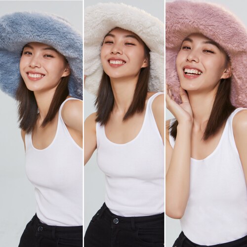 LUCYLEE毛绒盆栽帽子女冬
