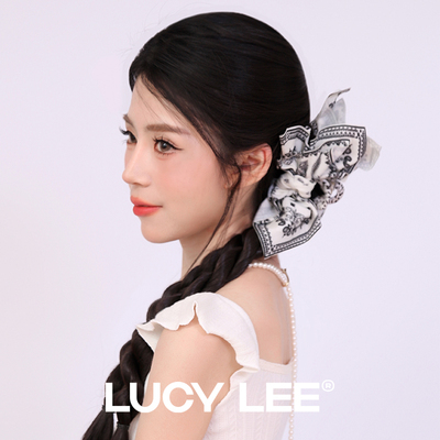 LUCYLEE 新中式蝴蝶结鲨鱼夹拳击辫抓夹编发麻花辫仿真马尾假发片