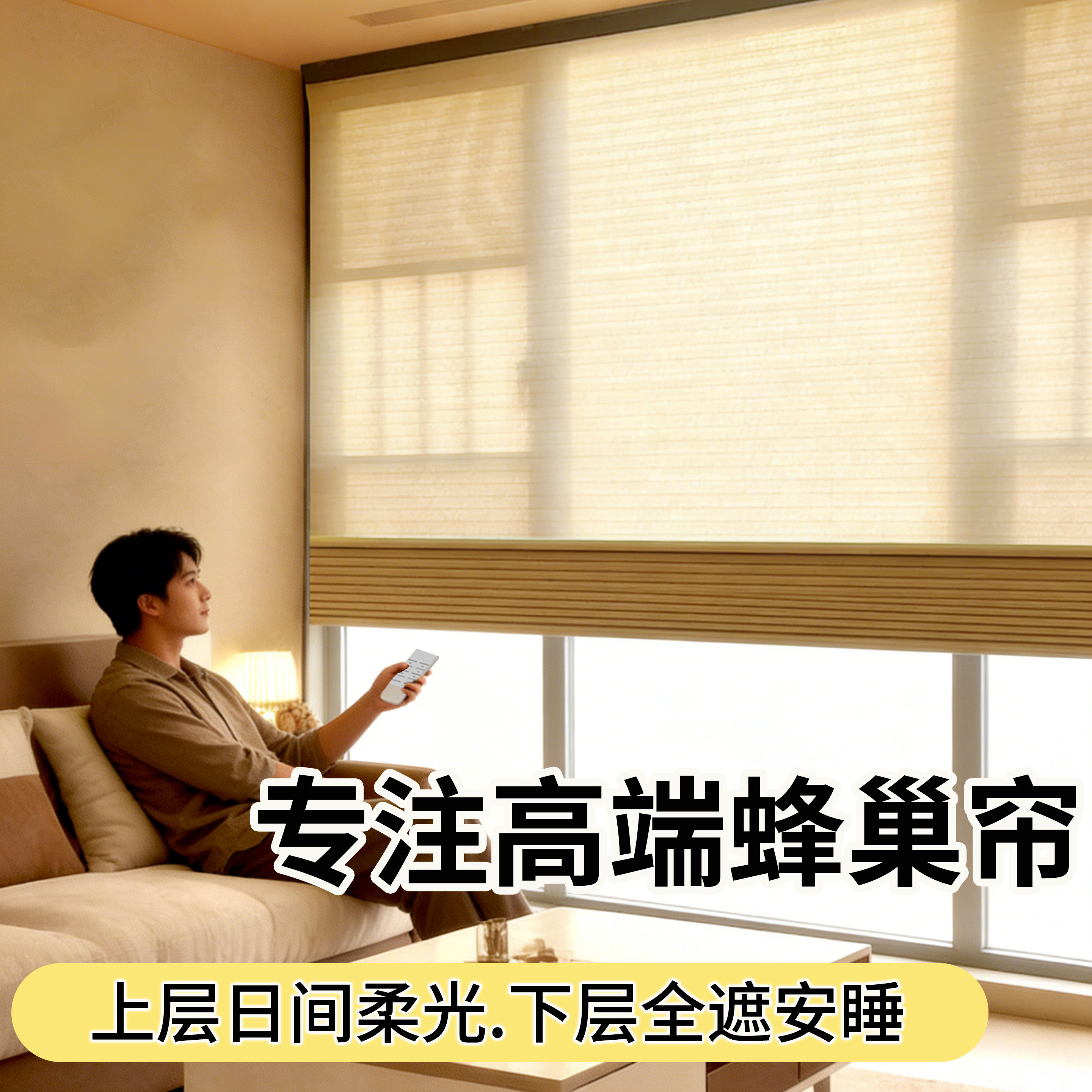 双层日夜蜂巢帘罗马帘窗帘遮光Homekit电动智能接入米家卷帘补差