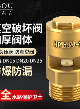 黄铜加厚真空破坏阀4分吸气阀6分防负压阀DN15DN20螺纹DN25防水锤