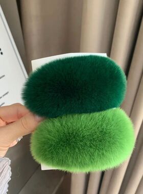 芒狗发卡抖音同款水滴ins毛毛发夹夹子超仙毛绒发饰獭兔毛可爱