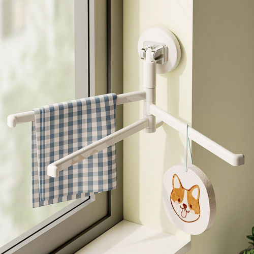 吸盘厨房抹布架置物架专用整理多功能毛巾架沥水架挂杆旋转免打孔