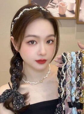 碎花发带丝巾绑发夏季飘带发箍一体女日常外戴系带编发丝带头饰