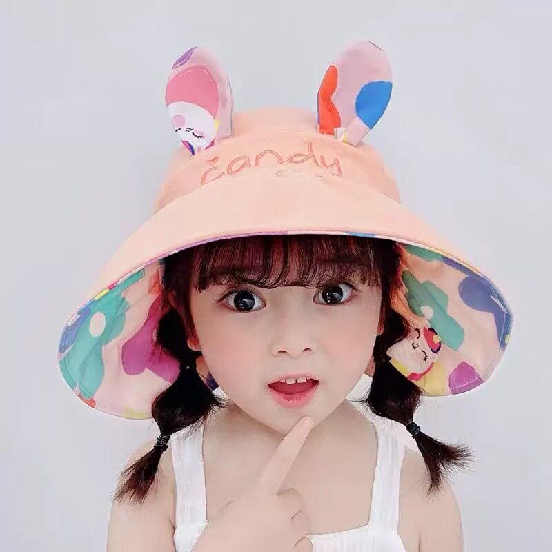 儿童帽子夏季薄款速干男童拼色大檐女童户外出游防晒渔夫帽遮阳帽