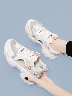 透气老爹鞋女款2023夏季新款网面薄款网鞋休闲运动镂空小白鞋妈妈