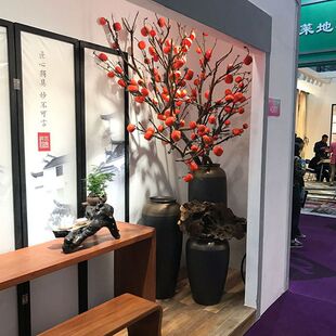 仿真柿子树石榴树果树大型落地花艺软装饰品高档会所酒店展厅装饰