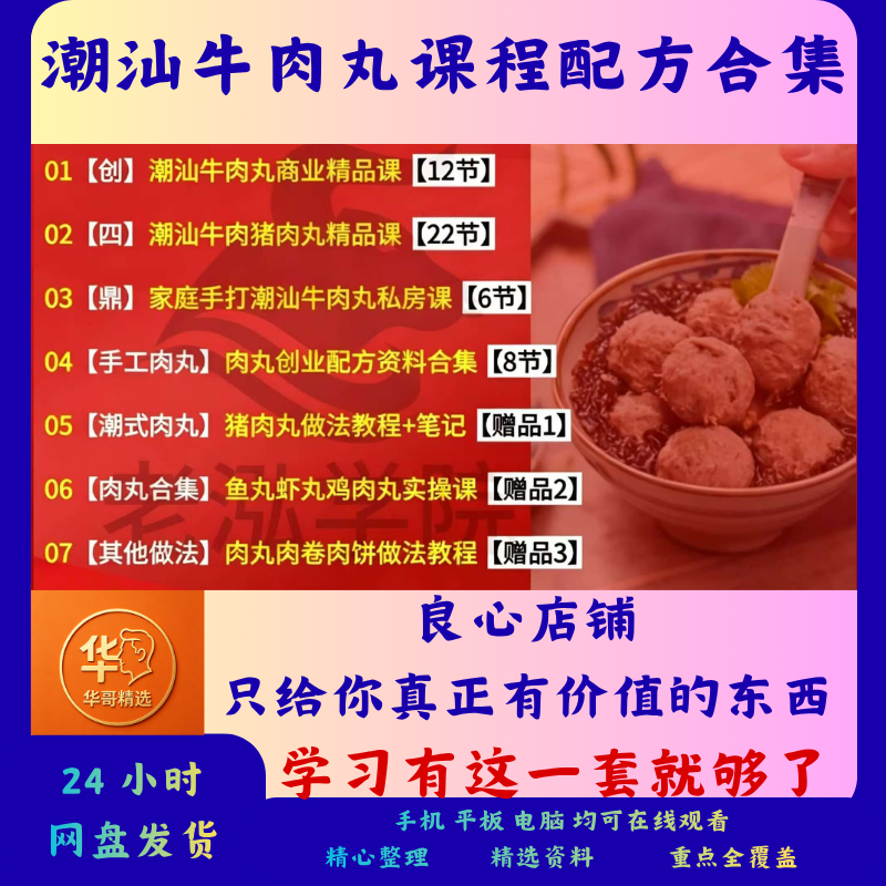 潮汕牛肉丸子制作商用配方合集秘方实战做法猪肉鱼肉丸商业配料课