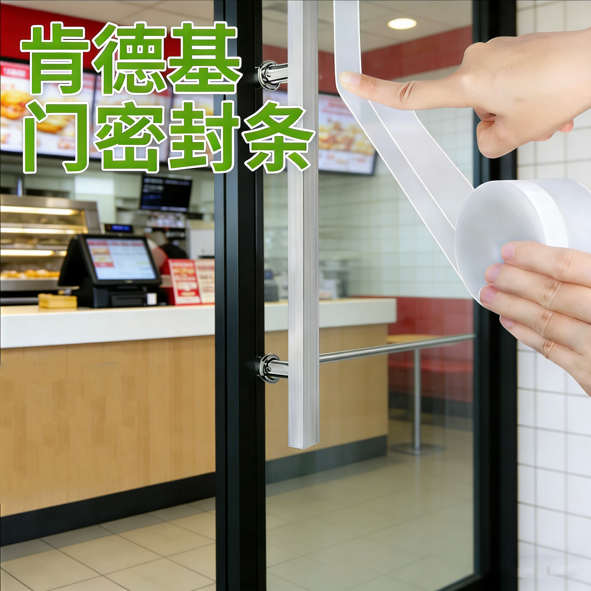 肯德基门密封条门缝防风商铺玻璃门密封胶条酒店大门缝自粘挡风条