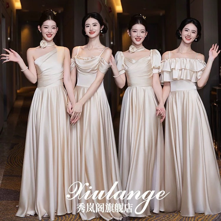 出租高级感缎面伴娘姐妹服小个子