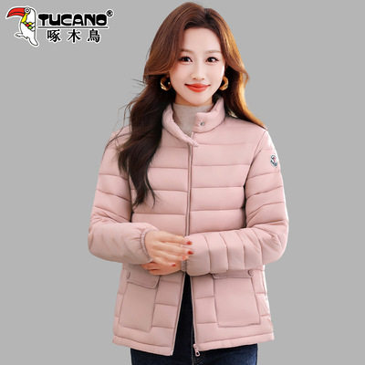 啄木鸟短款棉服女款2025新款冬季