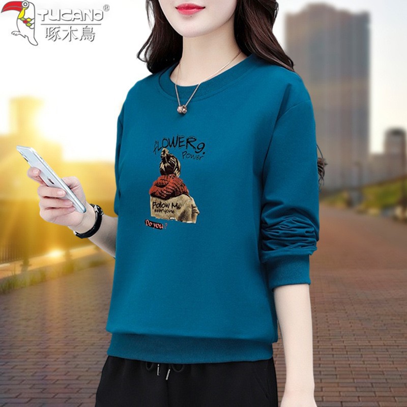 啄木鸟圆领卫衣女春秋2025新款中