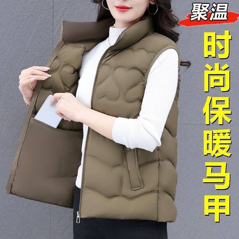 啄木鸟羽绒棉马甲女款2025秋冬新款加厚背心坎肩立领保暖马夹外套