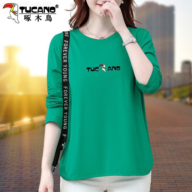 啄木鸟纯棉长袖t恤女春秋款打底