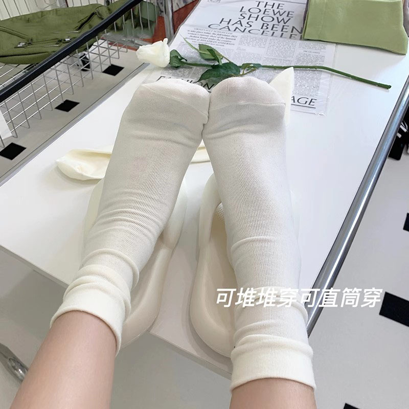平板白色堆袜子女夏季薄款