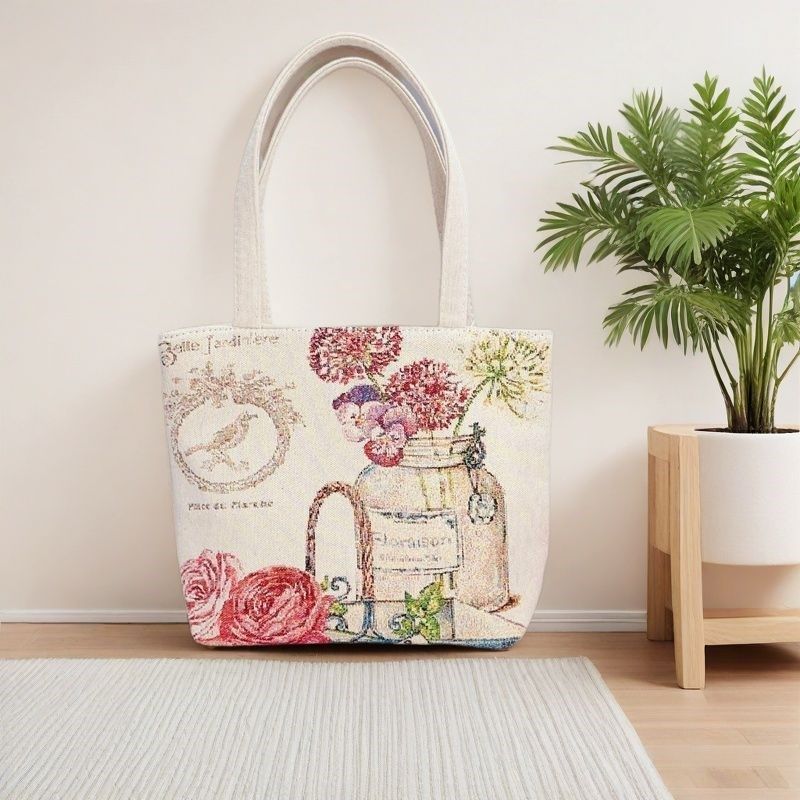 瓶中花双面金丝提花刺绣帆布手提包单肩包休闲文艺学生上班通勤包,个性定制/设计服务/DIY,明信片定制,淘宝优惠券,粉丝福利购,淘宝优惠卷