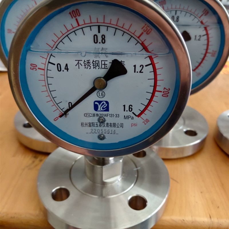 YTP-100BF0.6/1/1.6/2.5MPA泥浆抗震304不锈钢隔膜压力表杭州富阳