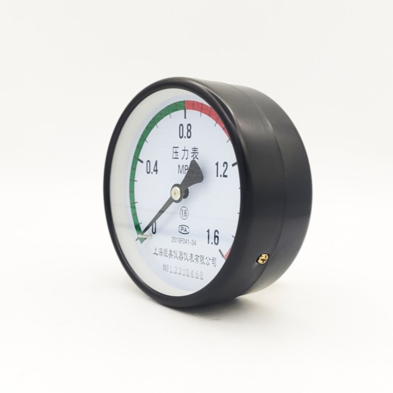 上海煜美储气罐压力表轴向气压表Y100Z空压机0-1.6MPA压力表背接