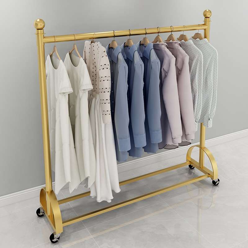 服装店衣架落H地式中岛上墙陈列架摆摊女童装展示挂衣杆货架移动