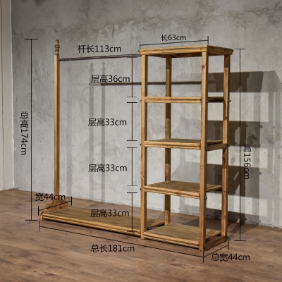 实木铁艺服装店中岛架展示架服装货架落地式衣架女装店包包组合架