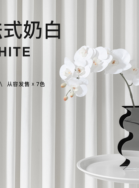 奶白纯米白色法式奶油风真丝绒天鹅绒试衣间ins卧室客厅遮光窗帘