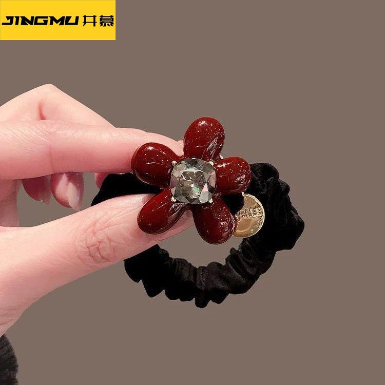 井慕~新款安卡拉红复古花朵发圈洋气头绳甜美少女发绳气质皮筋百