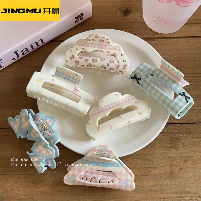 井慕~新款奶油系仙气发夹女后脑勺夹子可爱百搭抓夹鲨鱼夹碎发卡