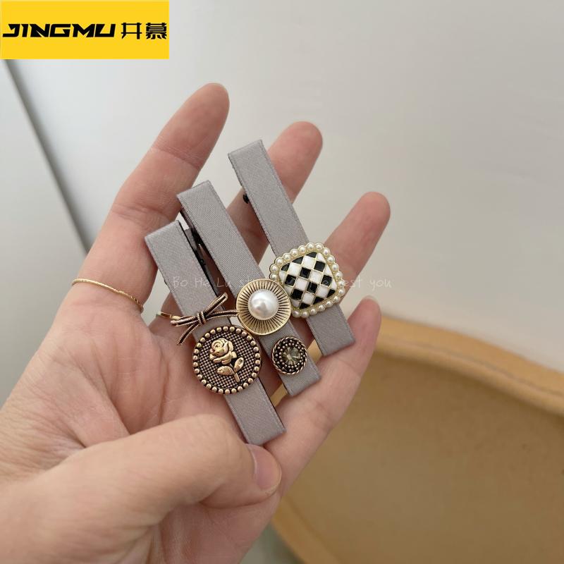 井慕~独特原创设计复古风珍珠发夹一字夹小众边夹百搭刘海夹头饰