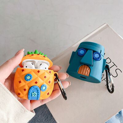 Pineapple Wooden Man Cute Cartoon Silicone Case For Apple