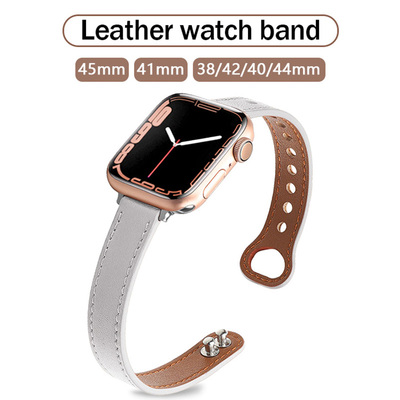Slim Leather strap For Apple watch band Ultra 8 7 6 5 3 se