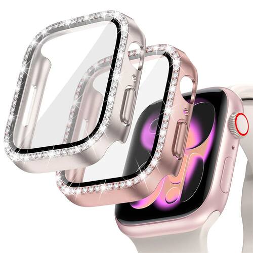 Diamond Case+Glass For Apple watch series 11 10 9 8 7 6 5 4