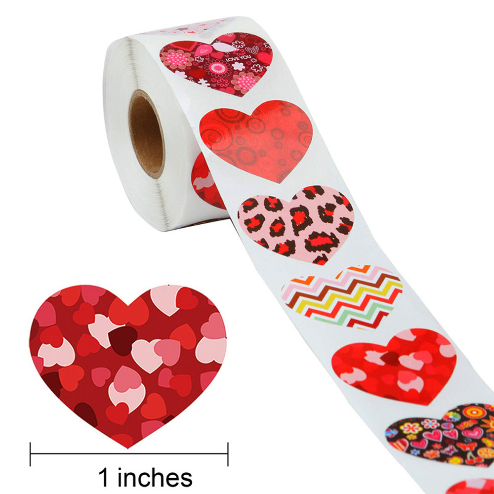 50-500pcs heart shaped label sticker scrapbooking gift