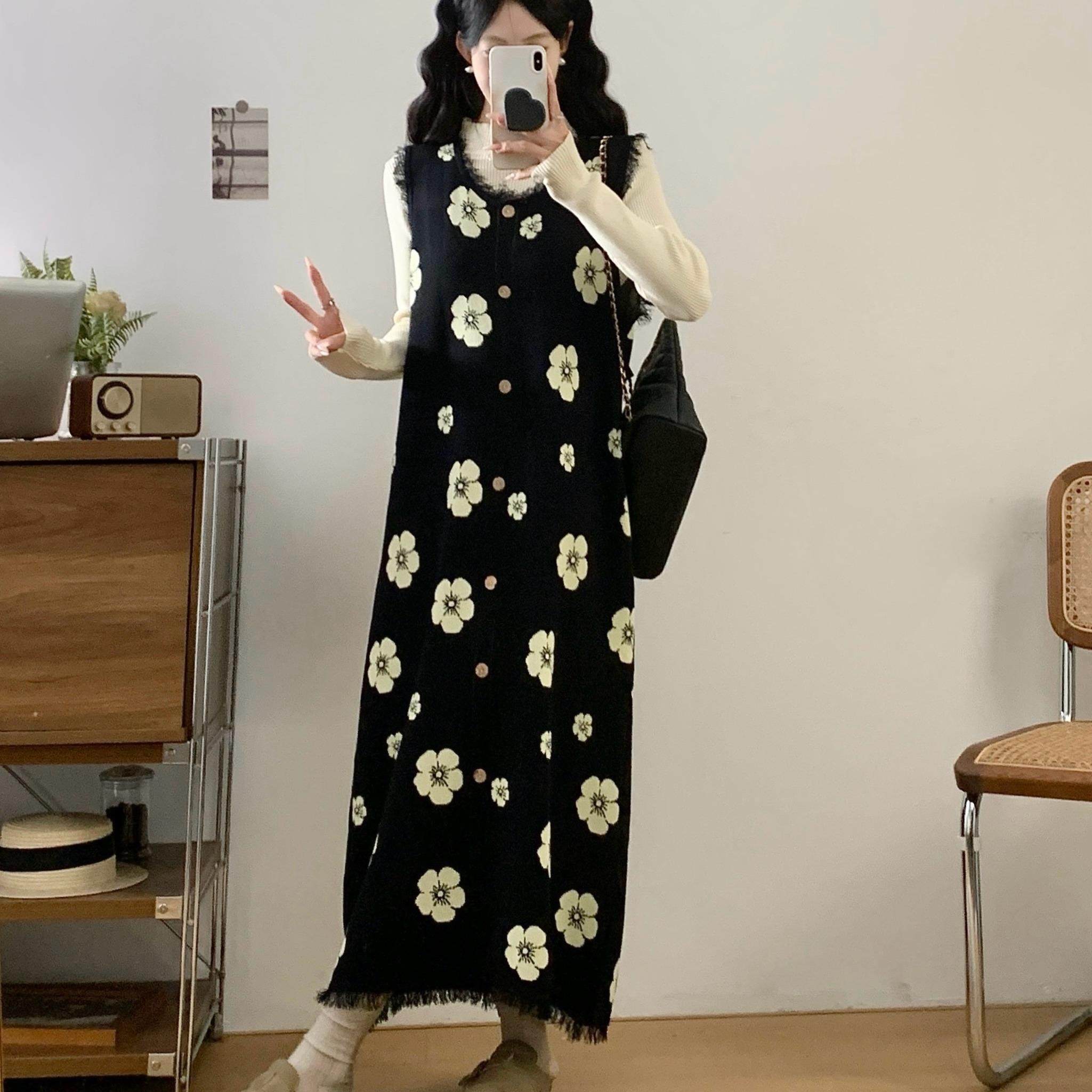 MONLOUVE大码女装2025秋冬胖mm时尚设计感加厚毛衣背心裙针织打底