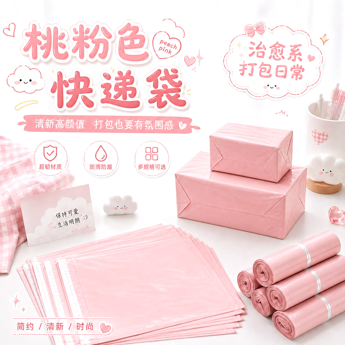 藕粉色快递袋打包袋便宜批发服装快递包装袋大号防水袋子包裹专用图片