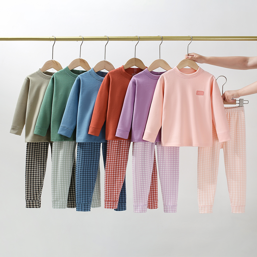 【冬装大清仓】【顾奈】提花格秋衣秋裤亲子家居保暖内衣套装