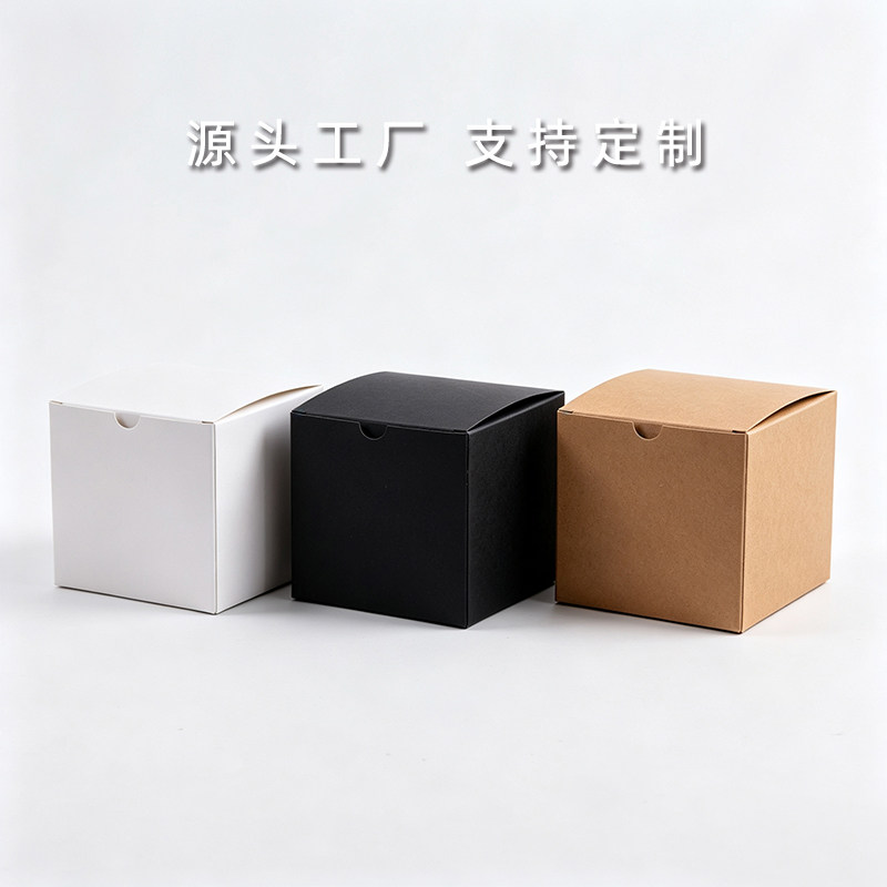 批发牛皮纸手办盲盒空盒子小玩偶礼品盒正方形纸盒白卡玩具包装盒