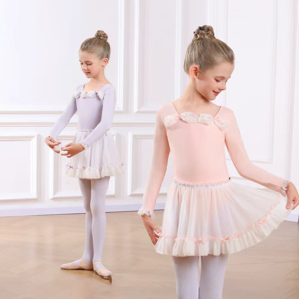 儿童舞蹈服秋冬长袖中国舞练功服体操服女童芭蕾演出服公主形体服