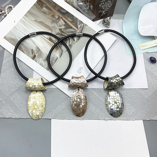 中古monies时尚潮流新款设计多层手工贝壳镶嵌长款贝壳项链