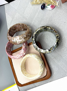 欧美风格珍珠母贝手镯手工镶嵌贴贝壳个性复古手镯饰品