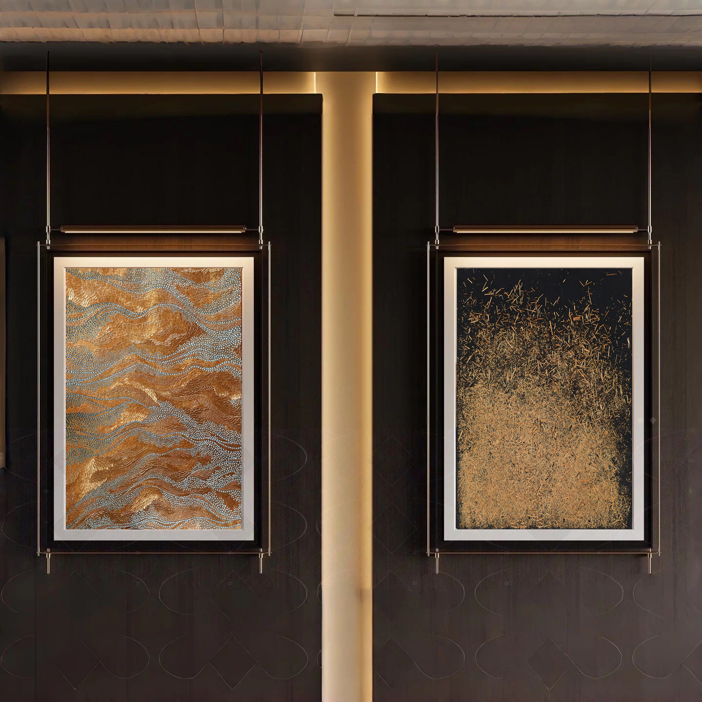 现代轻奢抽象挂画茶室书房玄关挂画氛围灯装饰画侘寂挂画设计师款