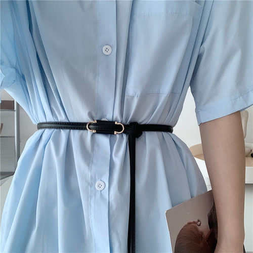 细皮带女ins风新款免打孔无孔