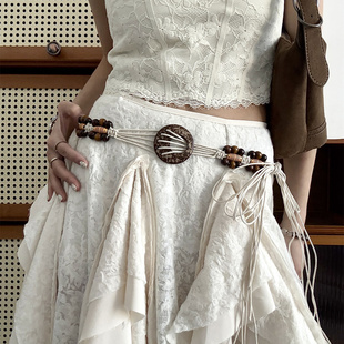 2025新款 配饰腰绳腰链 复古波西米亚民族风串珠百搭连衣裙腰带女款
