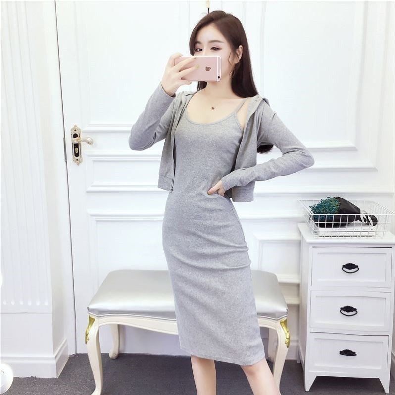 fashion suit Korean Edition Primer Self cultivation Package hip camisole Dress zipper Long sleeve Cardigan coat Two piece setin the Play mode/Anime/Periphery/cos/Board games ,  Cosplay Apparel/Props/Service ,  Cosplay Women  category - from Buy2taobao.com to provide professional Taobao agent buy service