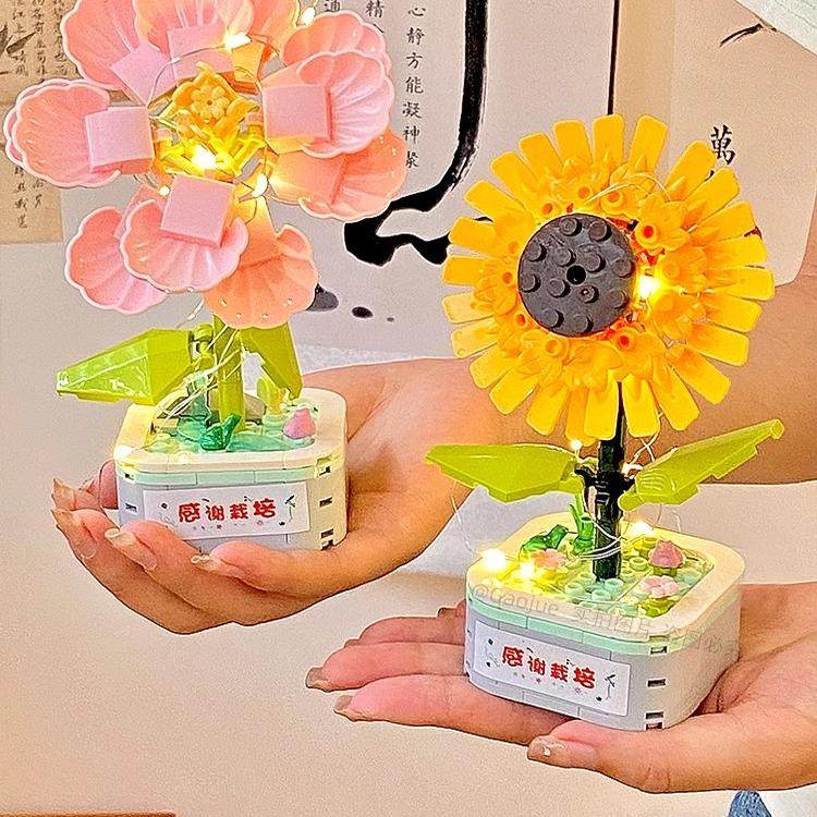 十二生肖积木花儿童玩具生日礼物