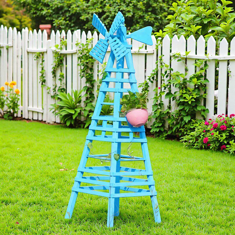 户外大风车花架室内庭院别墅民宿装饰防腐实木茉莉爬藤植物站架子