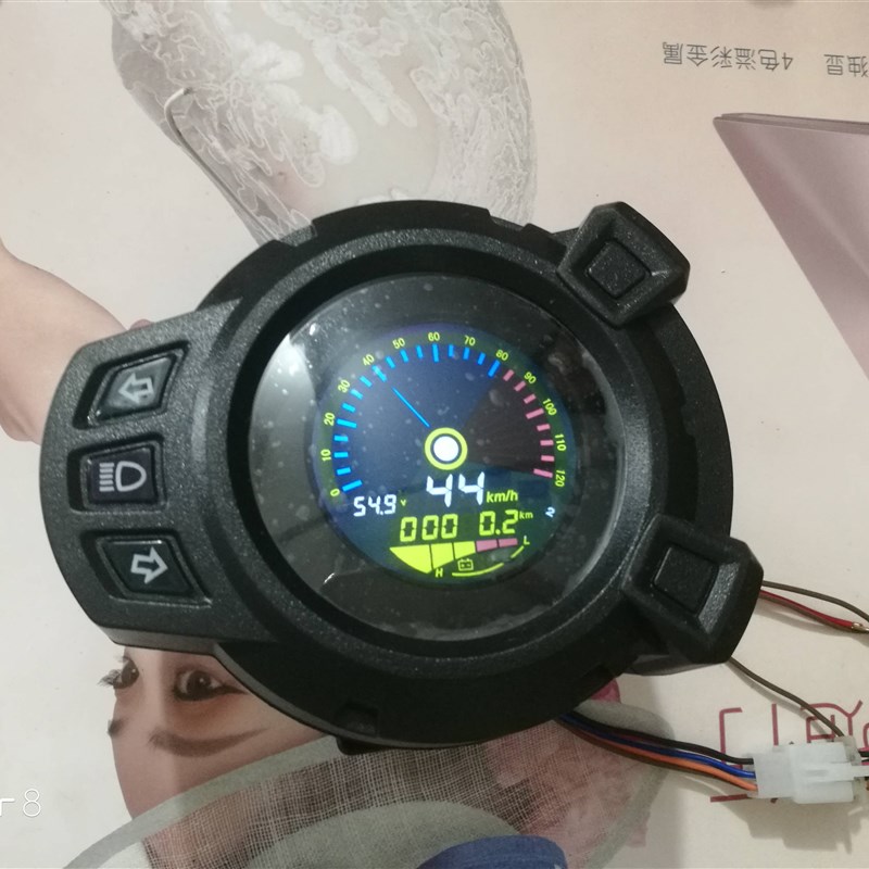 电动车液晶仪表码表地雷表BWS 48-120v电压电量速度里程锂电改装